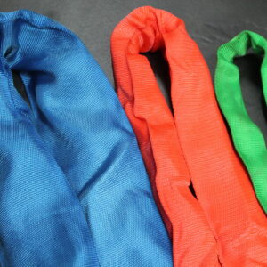 Product photo for Canyon Rigging round slings. There are three different round slings displayed 3,000 lbs. to 90,000 lbs.