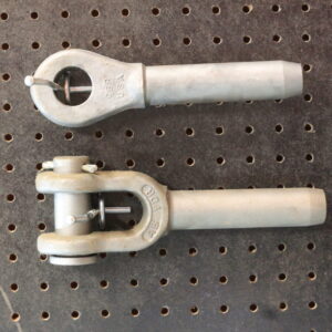 Canyon Rigging product photo for Swage Socket. They are displayed on a product wall.