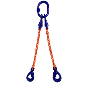 Product photo of a2 leg-grade 100 chain bridle sling with self-locking hooks with Self-Locking Hooks.