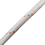 Product photo of Canyon Rigging Double Braided Rope. It is rolled up and white ready to be measured and cut.