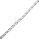 Canyon Rigging Product Photo. The photo Shows a roll of three strand rope . the rope is white and clean.