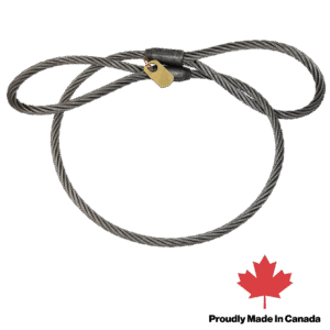 Product photo Canyon Rigging Wire Rope Sling with a caption in the bottom right corner that says Proudly Made in Canada