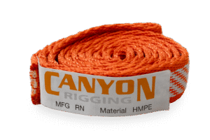 Canyon Rigging Personal Anchor Sling Product Photo. THe product is rolled into a small cylinder.