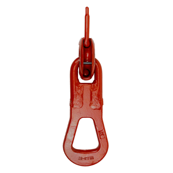 Canyon Rigging product photo of a concrete lifting clutch. this concrete clutch is facing the front and is colour a slight red orange.