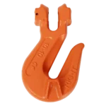Canyon Rigging Clevis Grab Hook product photo. The Clevis grab hook is a light blue. Rig-it can be seen along its spine.