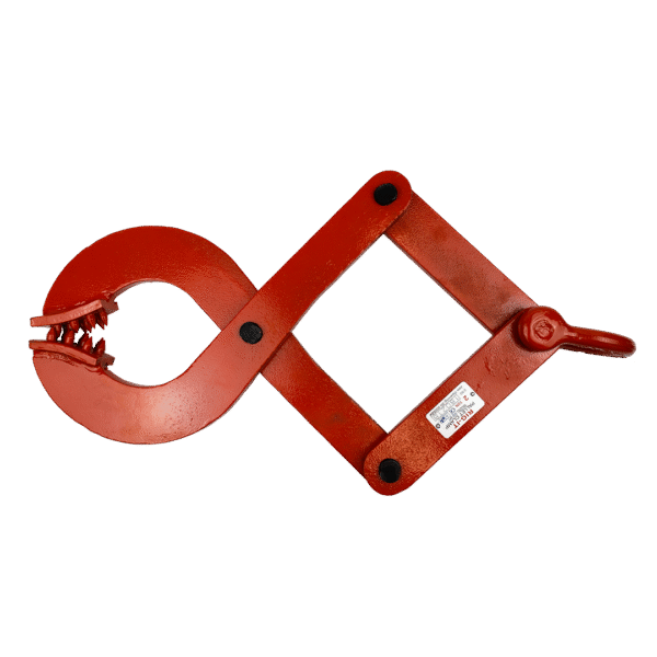 Product photo of a pallet puller. the pallet puller is coloured orange and displays product details on the frame.