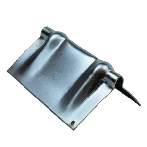 Canyon Rigging Steel Strap Protection product photo. the protection is a steel plate with a rounded edge. The metal is polished with guides for the strap.