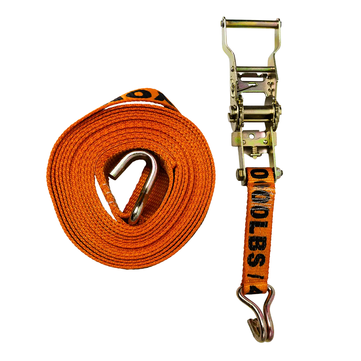 Canyon Rigging product photo of a ratchet strap with wire hook.