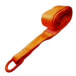 Canyon Rigging product photo of an 8 inch tow strap with master link. This photo shows the size and length of the tow strap and features the master link at the end