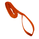 Canyon Rigging product photo of a 1 ply 1 inch tow Strap with Soft Eyes on each end. This photo highlights the connecting point which is a soft eye.