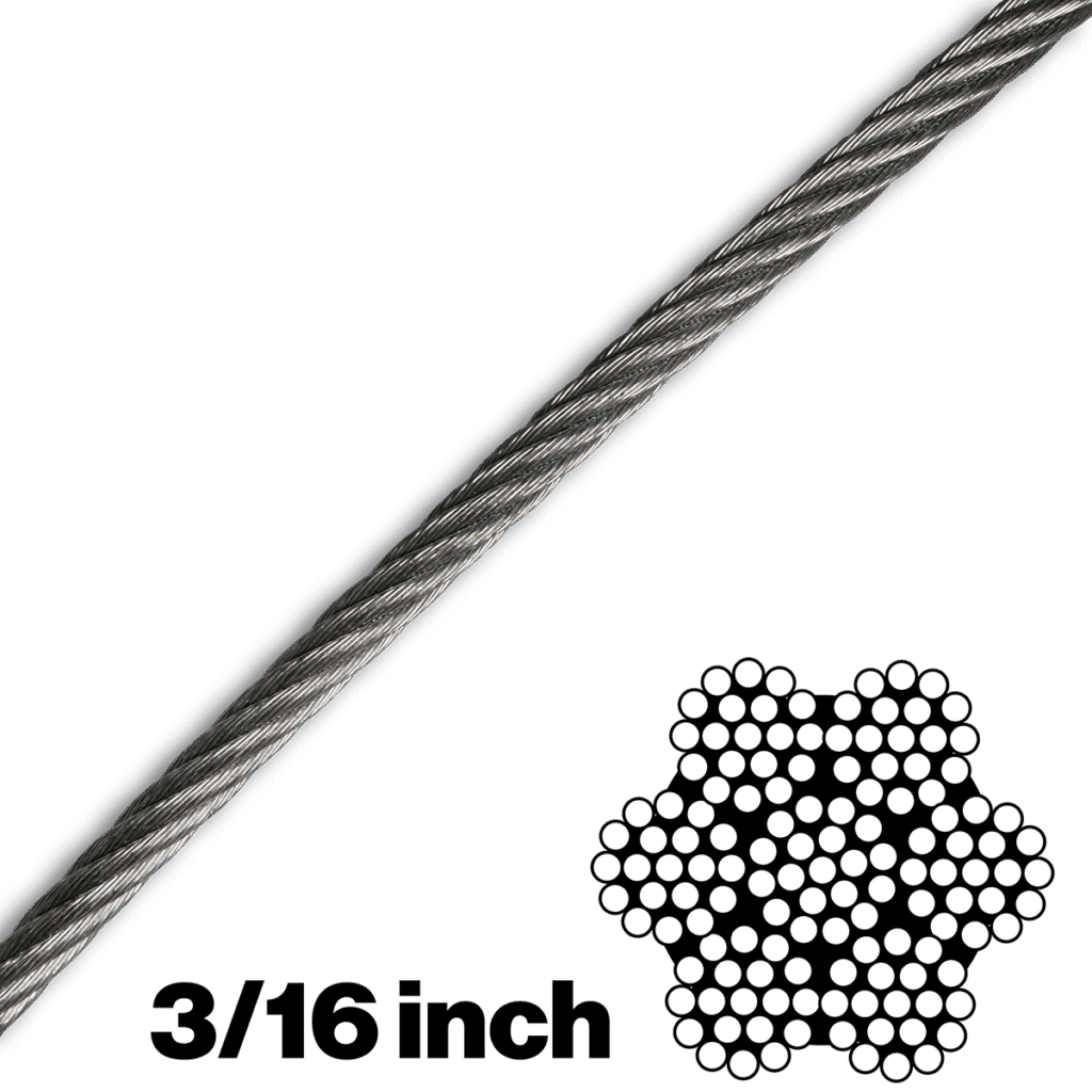 7X19 3/16 Inch Wire Rope (Galvanized Aircraft Cable) | Canyon Rigging