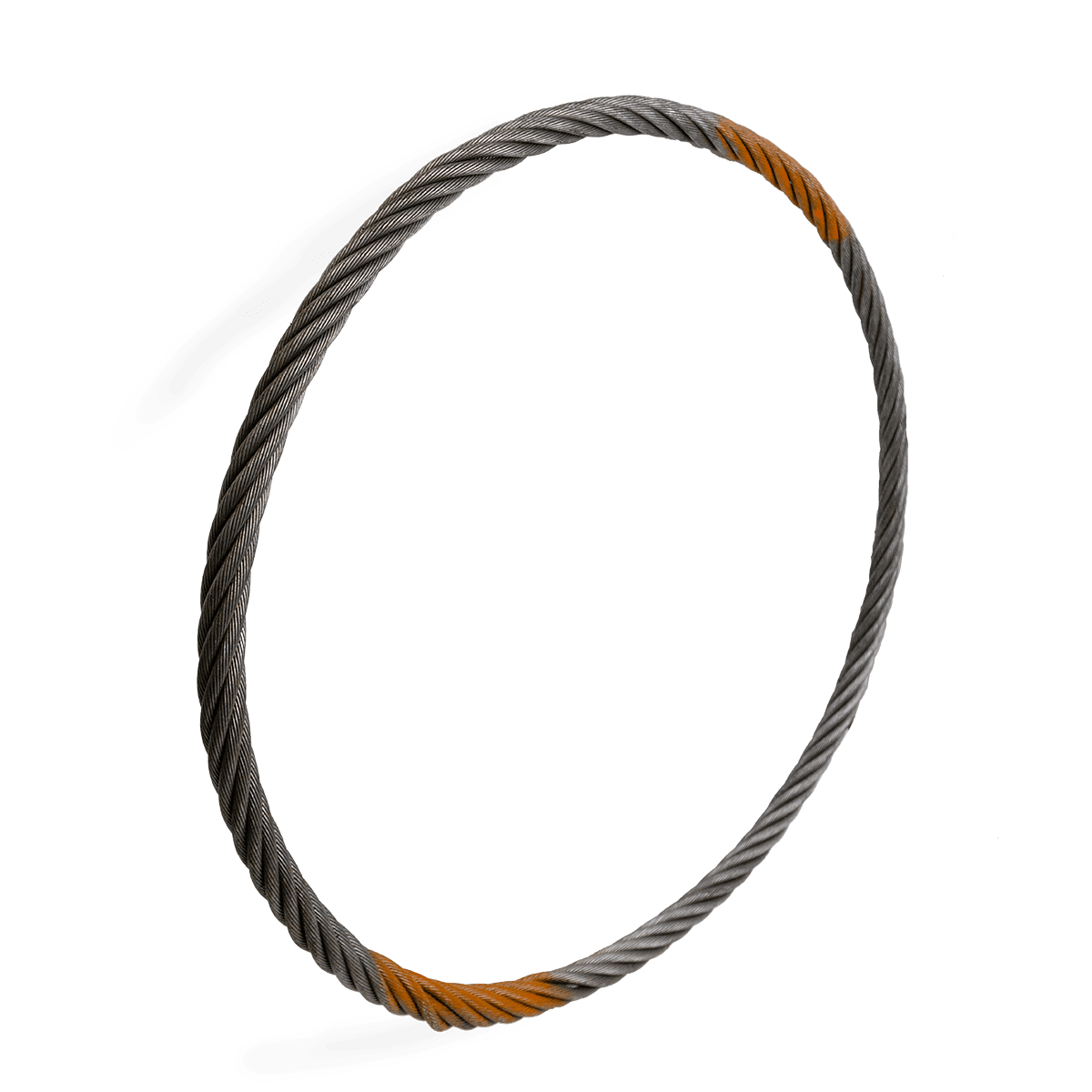 Canyon Rigging product photo of a endless grommet wire rope sling. This is a side profile view.