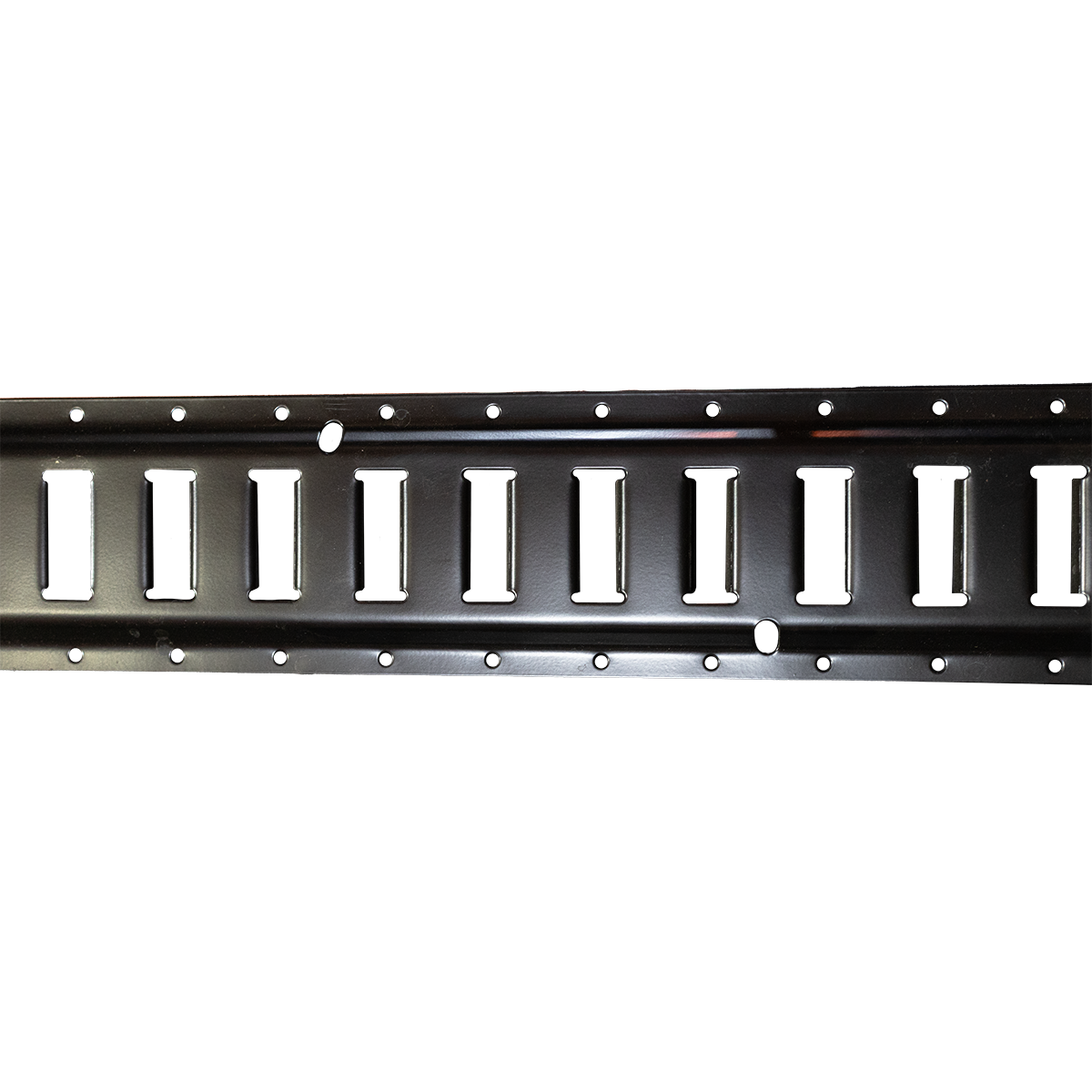 Canyon Rigging Product photo of a powder coated black E-track.