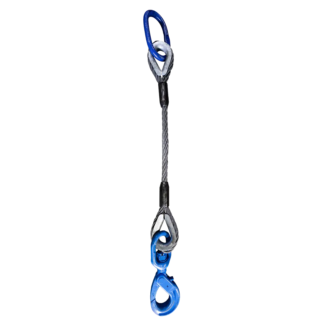 1-Leg Wire Rope Lifting Bridle with positive lock hook.