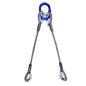 Canyon Rigging product photo of a 2 leg wire rope lifting bridle.