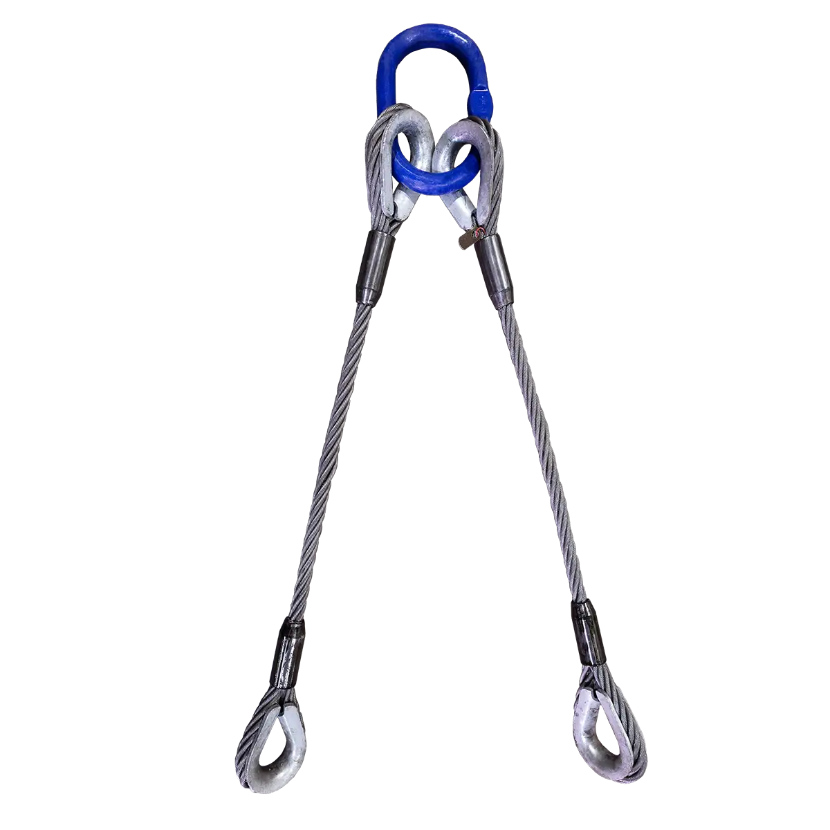 Canyon Rigging product photo of a 2 leg wire rope lifting bridle.