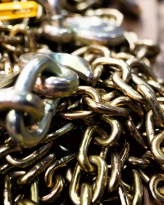 And Image of chain rigging being used for an article on the visual inspection of your chain rigging.