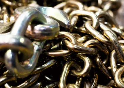 And Image of chain rigging being used for an article on the visual inspection of your chain rigging.