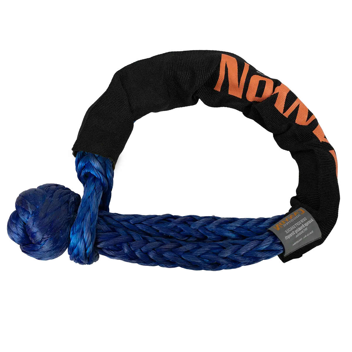 Canyon Rigging product photo of a blue 5/8" soft shackle.