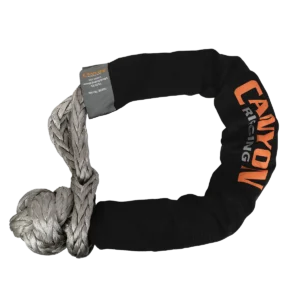Canyon Rigging product photo of a 1" synthetic grey soft shackle.