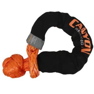 Canyon Rigging product photo of a 3/4 synthetic orange soft shackle.