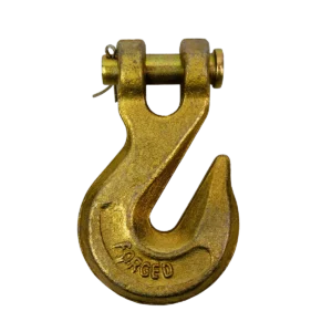 grade 70 clevis grab hook product photo for Canyon Rigging. The hook has a yellow chromium finish