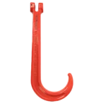 Canyon Rigging's Clevis J-style hook product photo. The hook is orange.