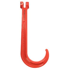 Canyon Rigging's Clevis J-style hook product photo. The hook is orange.